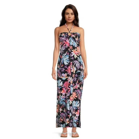 No Boundaries Juniors Plus Size Tropical Floral Halter Maxi Dress 3XL (21) - Picture 1 of 15